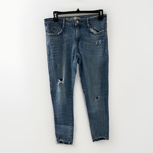ZARA Basic Dept Z1975 Heritage Denim Distressed Skinny Jeans Size 6 Women's - Picture 1 of 7